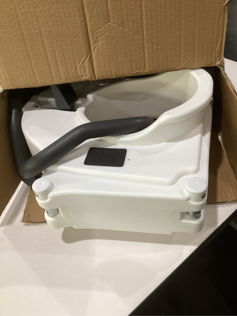 Condition photo showing Good Condition for (similar to stock photos)drive medical 2-in-1 raised toilet seat with removable padded arms - elevated bathroom safety support - secure locking attachment - easy height assistance - durable construction, standard toilets