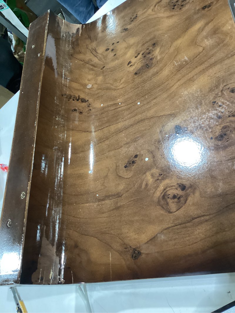 Condition photo showing As Is for christopher knight home segde modern coffee table, mdf wood coffee table with curved edges, wooden c