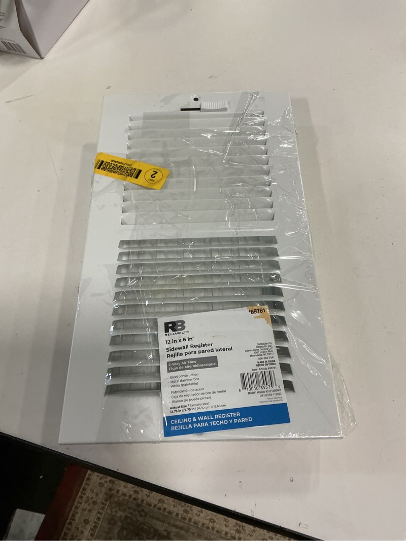 Condition photo showing Good Condition for RELIABILT 12-in x 6-in 2-way Steel White Sidewall/Ceiling Register