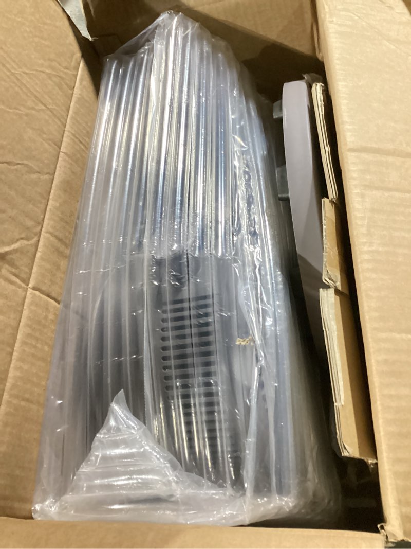 Condition photo showing New/Like New for oscillating pedestal fan, ultra-quiet 25db standing fan with 8 speeds, 12h timer, adjustable height air circulator for whole room, living room, office and bedroom, remote control