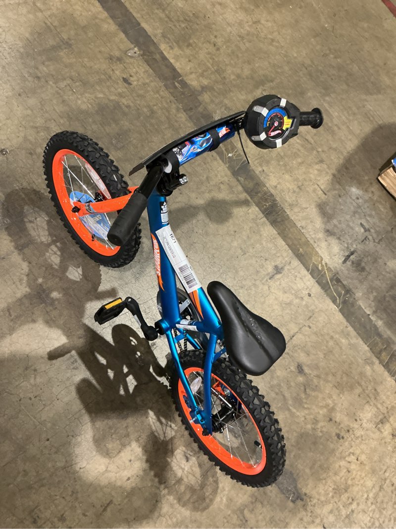 Condition photo showing As Is for dynacraft hot wheels boys 16-inch bmx bike for ages 5-7, blue