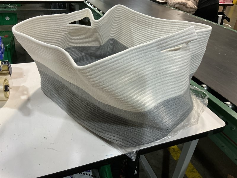 Condition photo showing New/Like New for clhmily&z stylish square cotton rope storage basket (grey & white, 85l) grey & white 85l