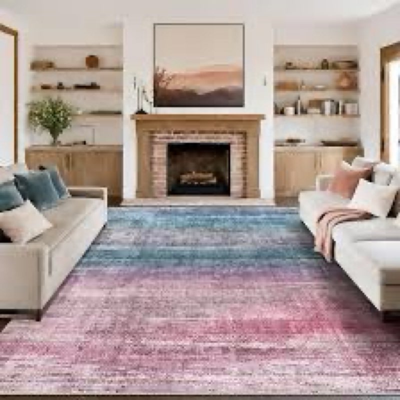 Kokia Abstract Area Rugs 9x12 Bedroom Washable Decor Low Pile Non-Slip Non-Shedding Indoor Carpet Fo