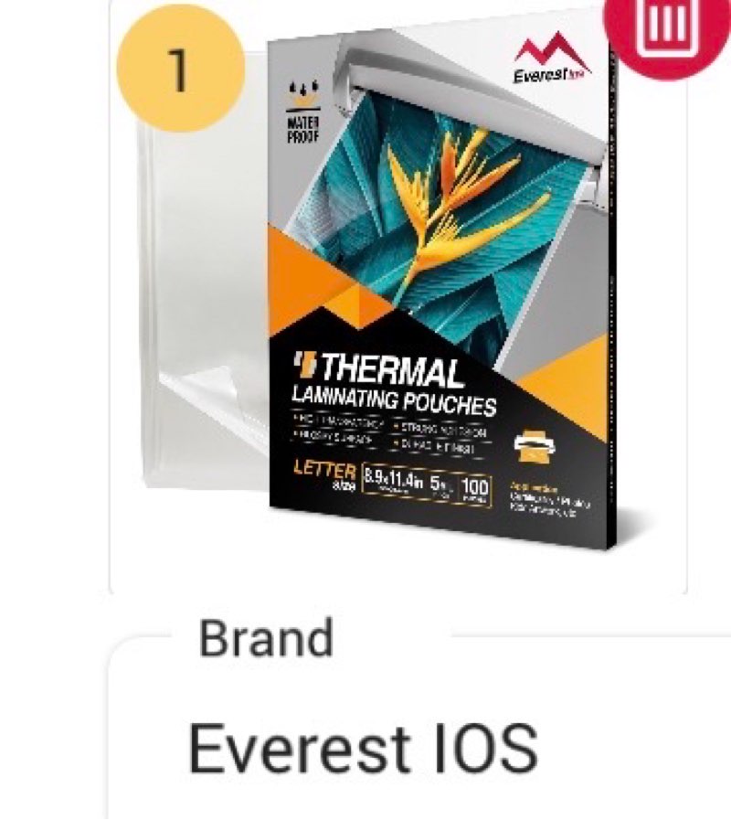 Everest Thermal Laminating Sheets, 8.9 x 11.4 Inches, 5 Mil Thick, 100 Pack, Non-Toxic Material and Adhesive, Letter Size Laminated Pouches for Documents, Clear (TH0500-02)