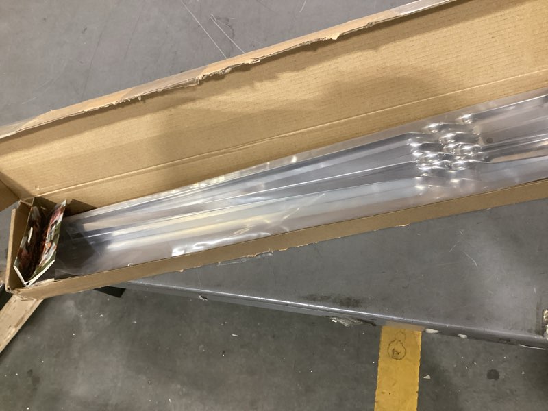 Condition photo showing New/Like New for large metal skewers for grilling shish kebab sticks 22 inch skewers for kabobs flat barbecue skewer stainless steel grill stick for meat, chicken, shrimp, fruit, vegetables(12pcs) 22 inch (stainless steel handle)