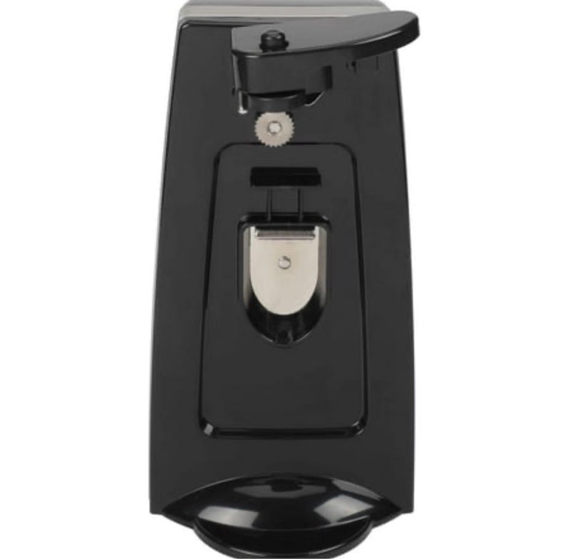 mainstays can opener and knife sharpener  bottle opener with removable cutting lever black