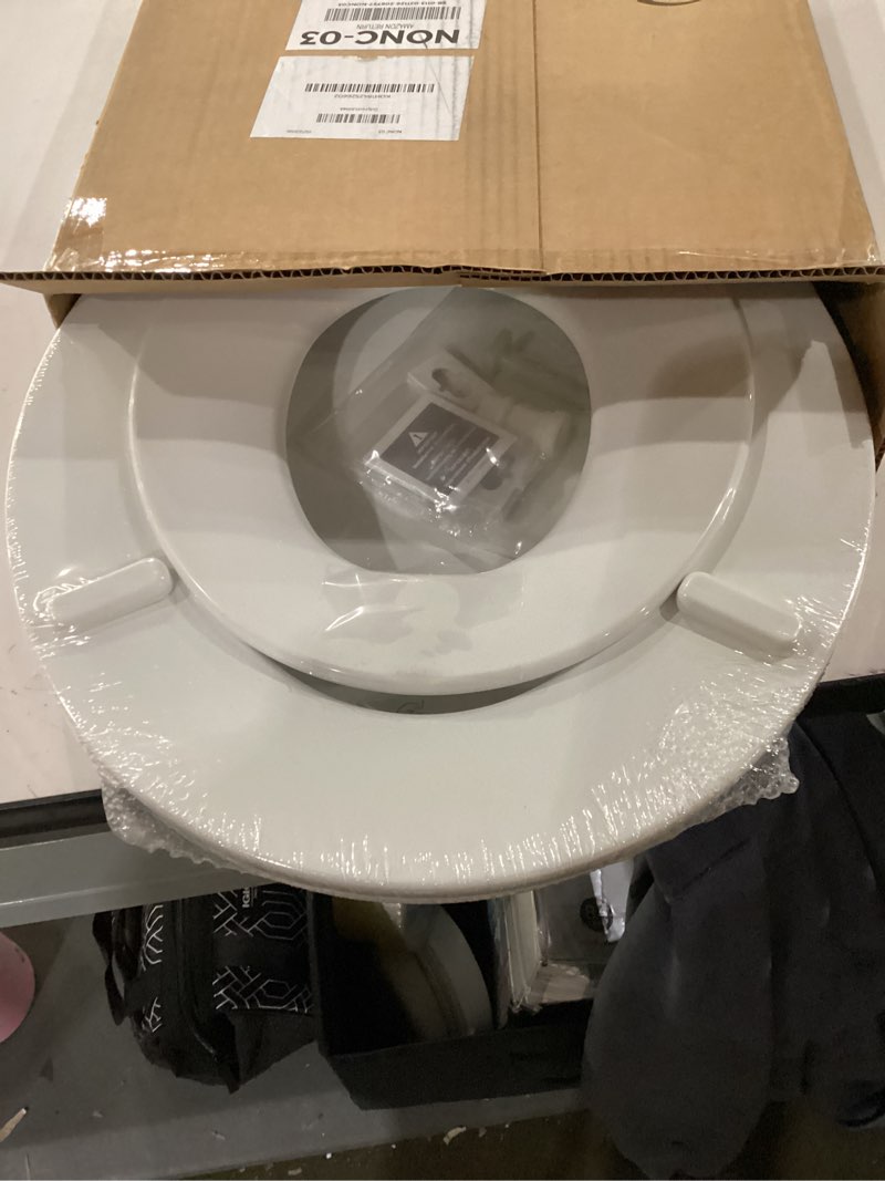 Condition photo showing New/Like New for Mayfair NextStep2 Slow-Close Toilet Seat with Built-In Toddler Potty Training Seat, Removable, White, Round Round 2-in-1 Toilet Seat