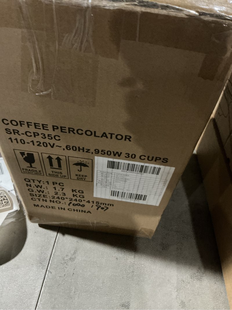 Condition photo showing Good Condition for SYBO SR-CP Commercial Grade Stainless Steel Percolate Coffee Maker Hot Water Urn for Catering, 30-Cup, 4.5L, Black