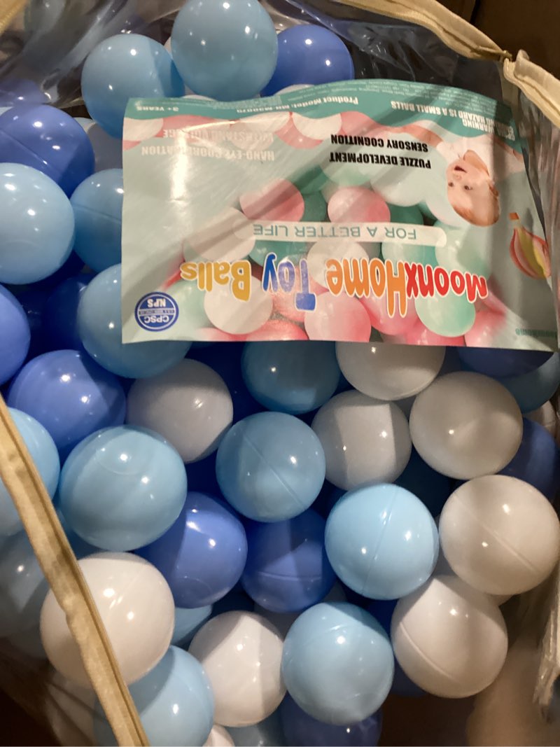 Condition photo showing Good Condition for moonxhome ball pit balls for toddlers, bpa free crush proof plastic toy balls for ball pit, children's pool water toys, macaron ocean balls for play tent 2.15 inch pack of 100 200 500 800 1000 d_white&blue 200