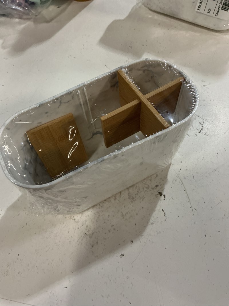 Condition photo showing New/Like New for gfware toothbrush holders for bathrooms, 5 slots bamboo toothbrush holder kids electric toothbrush holder and toothpaste holder for bathroom countertop accessories storage, marble toothbrush organizer