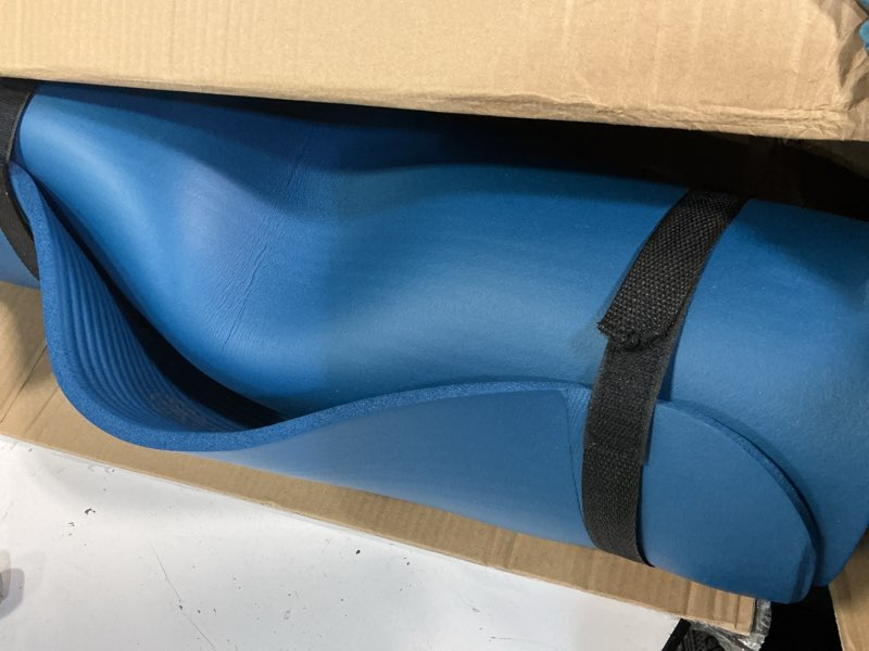 Condition photo showing As Is for gaiam essentials 2/5" thick (10mm) yoga & pilates, fitness & exercise mat with easy-cinch carrier strap cusion support for fitness and gym workouts navy 2/5" (10mm)