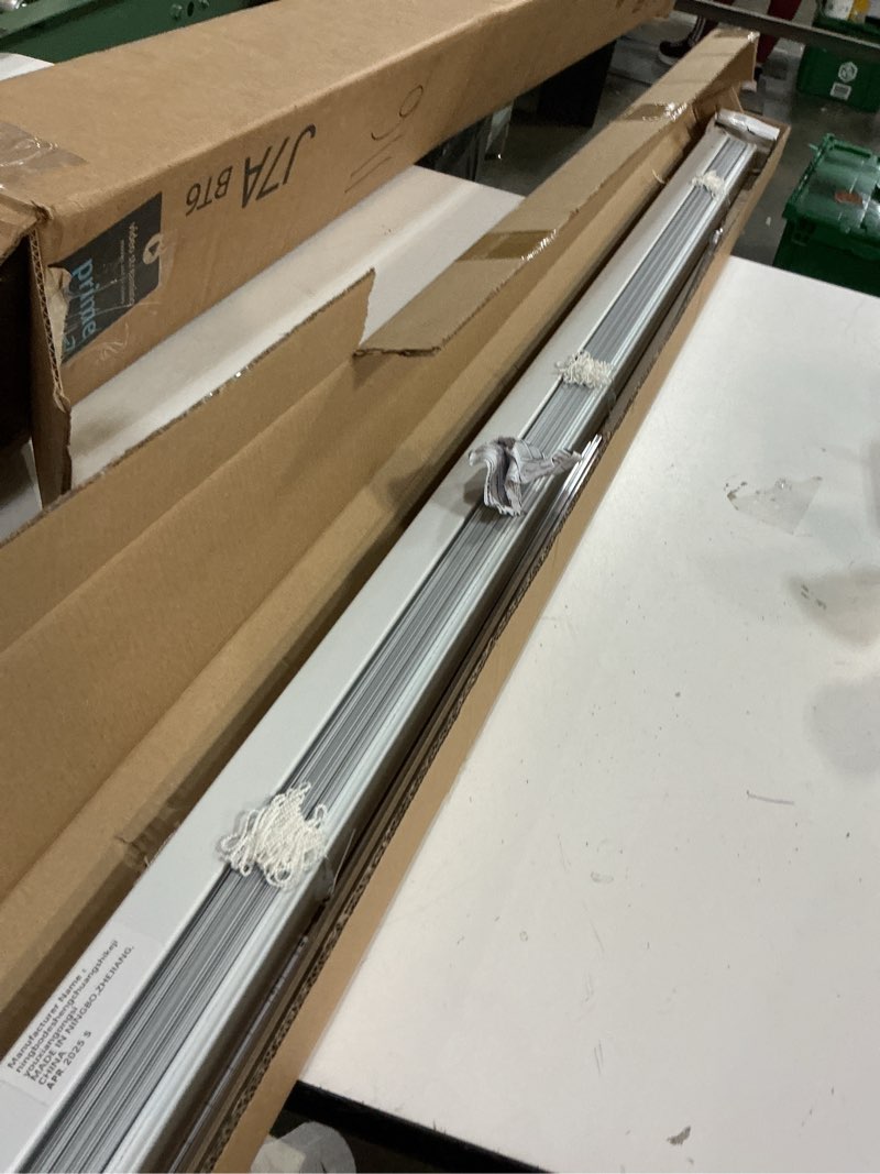 Condition photo showing As Is for seeye cordless mini blinds aluminum venetian blind horizontal window shades, 1" slat size - rooming darkening blinds anti-uv & waterproof for bedroom, office, easy to install, 42" w x 64" h, white white 42"w x 64"h