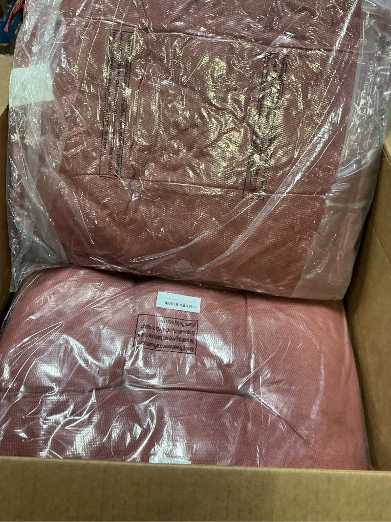 Condition photo showing Good Condition for indoor/outdoor tufted seat cushions with ties set of 2, 19"x19" chair cushions for dining chairs, waterproof chair pads for garden patio kitchen home-light coral red light coral red 2 count (pack of 1)