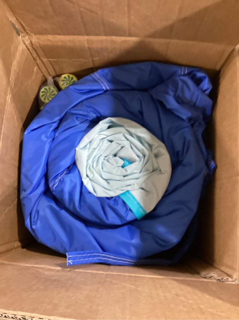 Condition photo showing Good Condition for fincome bounce house, inflatable bounce house with water slide for kids indoor & outdoor, bouncy castle with football frame, water cannon, basketball hoop & ring toss, water slides for kids backyard