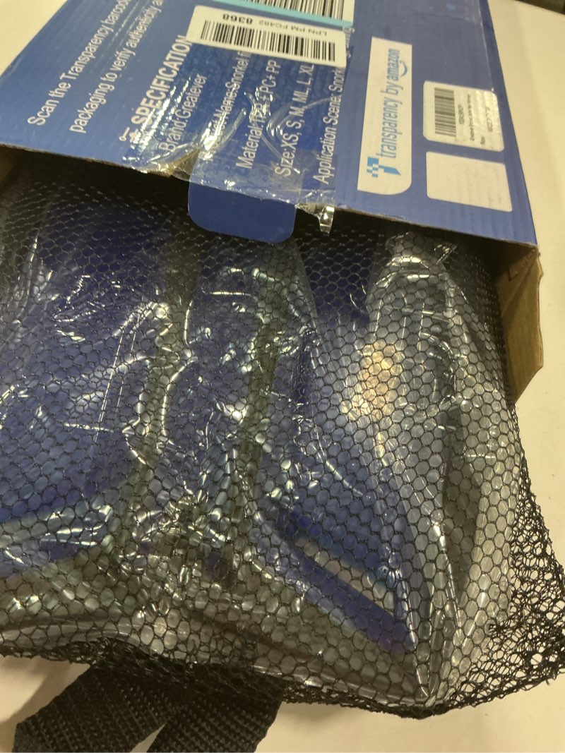 Condition photo showing Good Condition for Greatever Snorkel Fins with Full Foot Pocket Durable Long Diving Fins Professional Snorkel Gear for Snorkeling Diving Freediving Adults Men Women Blue Medium-Large