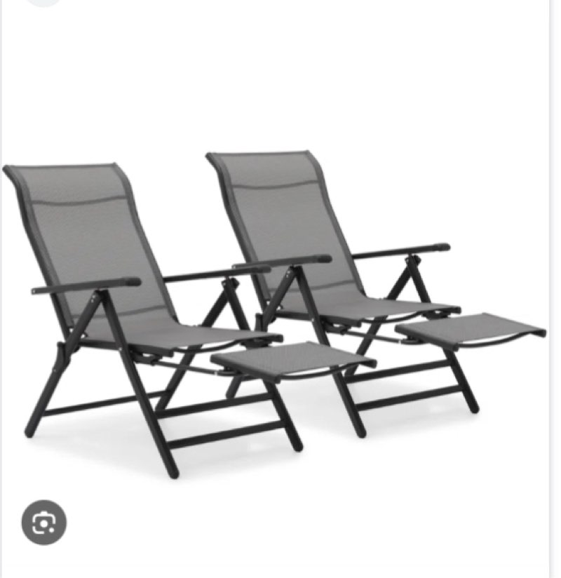 Adarius Folding Lounge Chairs, Extra Wide Adjustable Reclining Chairs with Retractable Footrest