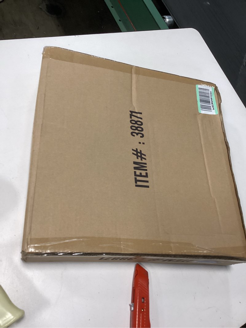 Condition photo showing New/Like New for Aspen Creative 38871, Contemporary Design Drum Collapsible UNO Lamp Shade for Table Lamp And Pendant Light, 16" Top x 16" Bottom x 9" Height, Threaded UNO 36mm, Oatmeal Linen 16" Top x 16" Bottom x 9" Slant Oatmeal