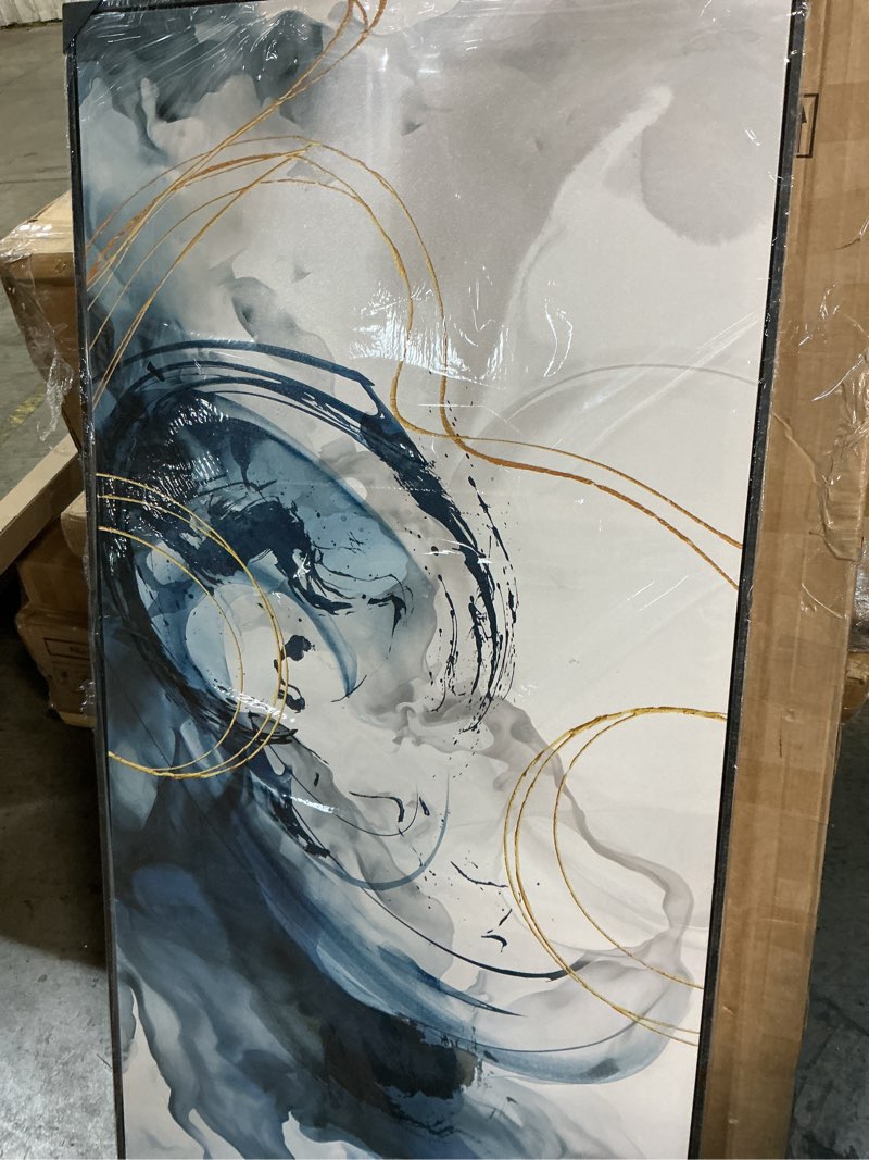 Condition photo showing New/Like New for mofutinpo large framed canvas art wall art blue abstract wall decor modern home decor office wall decor home decorations for living room minimalist bedroom artwork 29×58in 58"l x 29"w blue-f