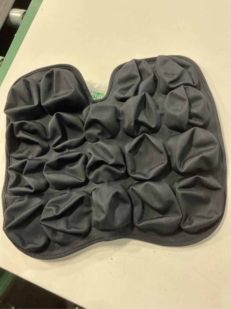 Condition photo showing As Is for travel seat cushion for airplane,portable&adjustable air seat cushion,inflatable cushion for travel,coccyx tailbone pain relief chair pad black