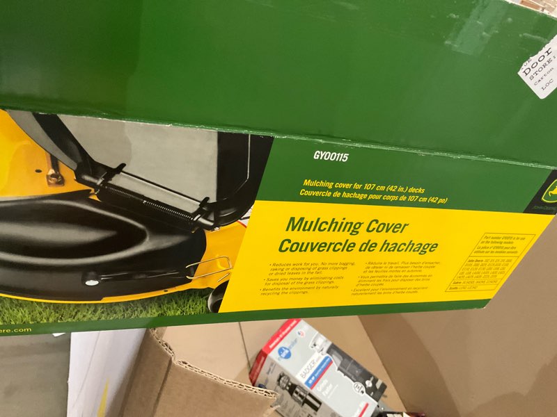 Condition photo showing As Is for john deer mulching cover