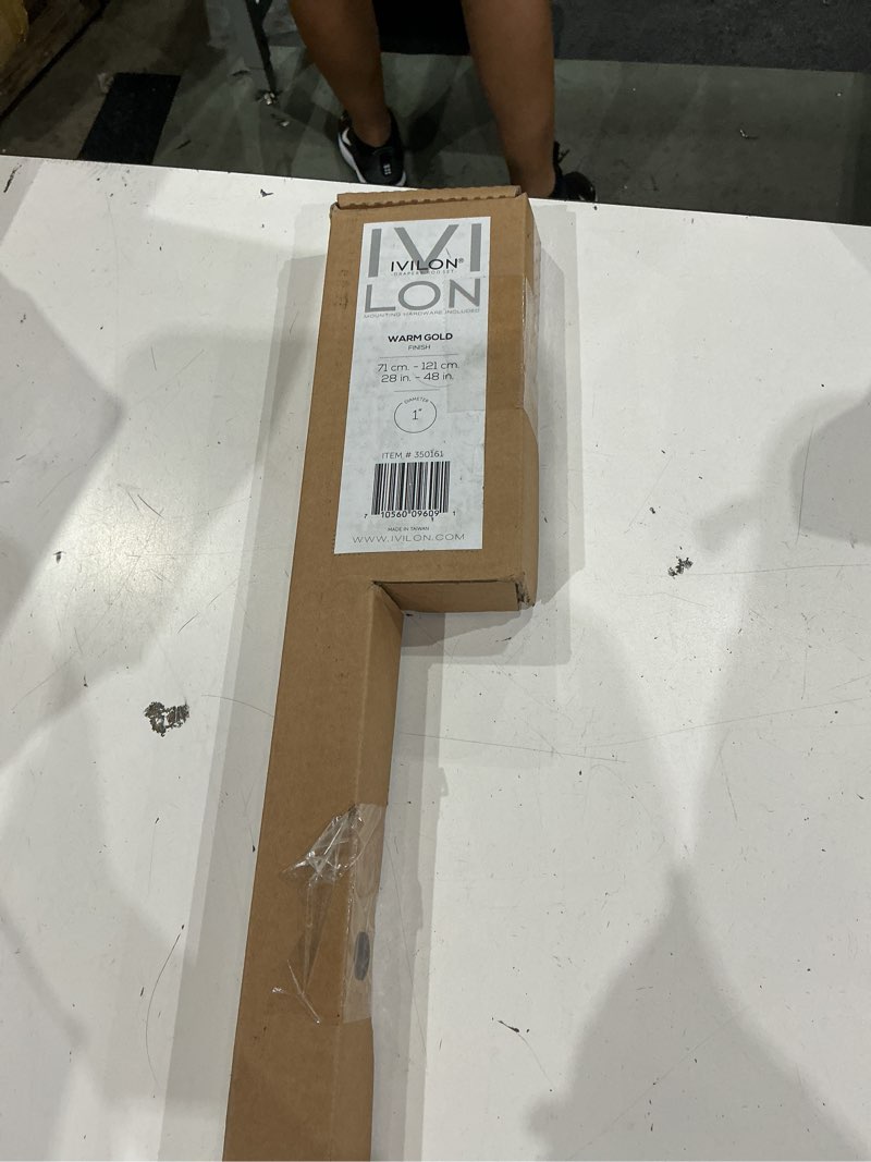 Condition photo showing Good Condition for ivilon drapery window curtain rod - end cap style design 1 inch pole. 28 to 48 inch color warm gold 28 to 48 in.