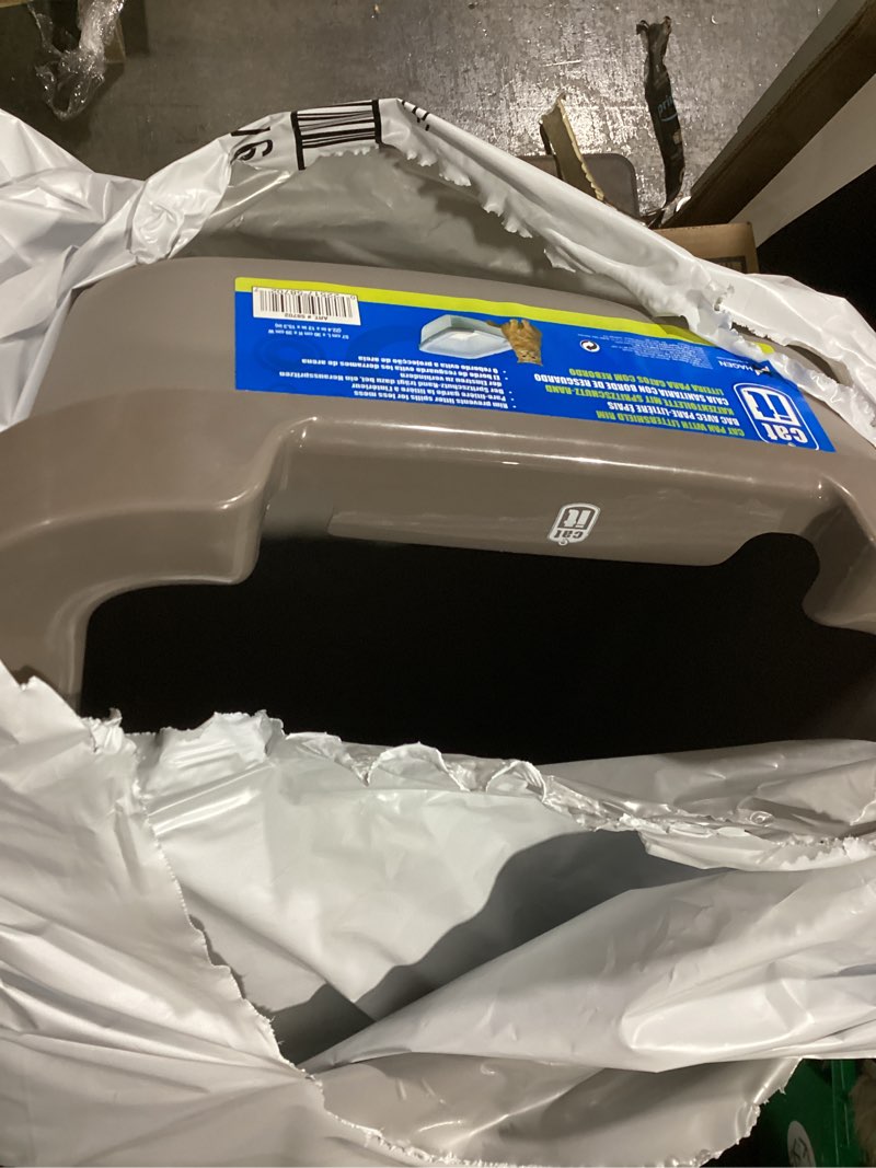 Condition photo showing As Is for Catit Cat Litter Pan with Shield Rim – Large Open Litter Box With High Sides & Raised Back – Easy Clean, Mess-Free Design – Fits All Cat Litter Types – Gray, 22.2” x 16.3” x 11.3” Large Pan Grey