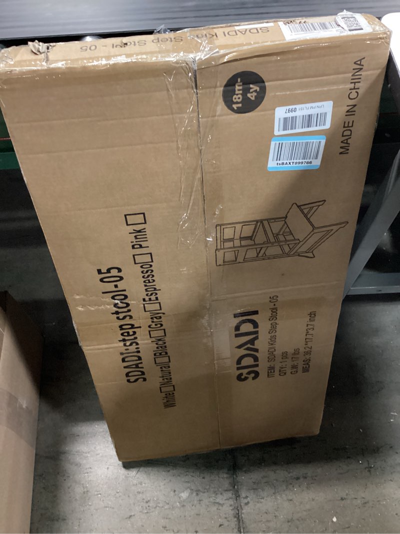 Condition photo showing New/Like New for sdadi lt05w mother's helper adjustable height kitchen step stool, children kids toddlers counter level learning stool for kitchen and bathroom, white