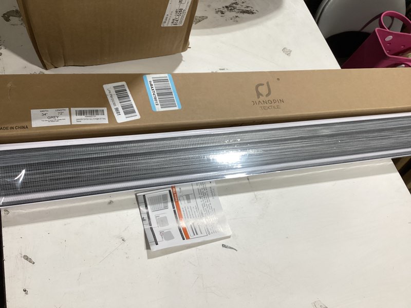 Condition photo showing New/Like New for cordless zebra blinds window blind zebra shade blinds for windows roller sheer shades privacy light filtering shades for home kitchen bathroom (width 34'' x height 72'' grey) 34"w x 72"h cordless grey