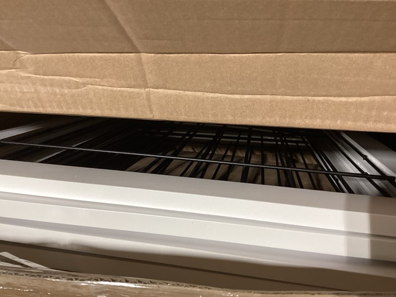 Condition photo showing Good Condition for spirich 96-inch extra wide 30-inches tall dog gate with door walk through, freestanding wire pet gate for the house, doorway, stairs, pet puppy safety fence, support feet included (white) white ?4 panels with door?96"w x 30"h