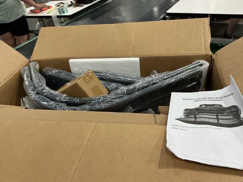 Condition photo showing As Is for truck bed extender for ford f150 f250 f350, ram1500 2500 3500, silverado 1500 2500 hd, sierra, tundra, titan pickup truck universal tailgate extension, adjustable large extender