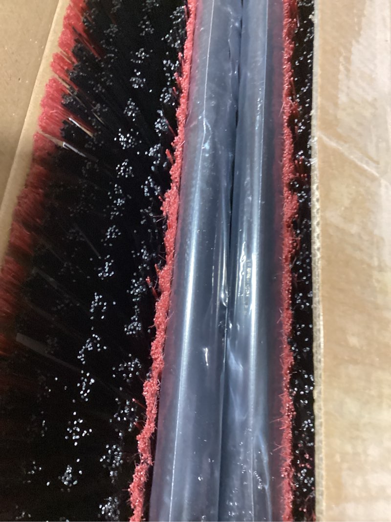 Condition photo showing New/Like New for 24” Push Broom Outdoor Heavy Duty 2 Pack, Large Commercial Stiff Bristle Brush with 63 inches Long Handle for Garage Shop Garden Yard Patio Deck Street Warehouse Lawn Driveway (Red)