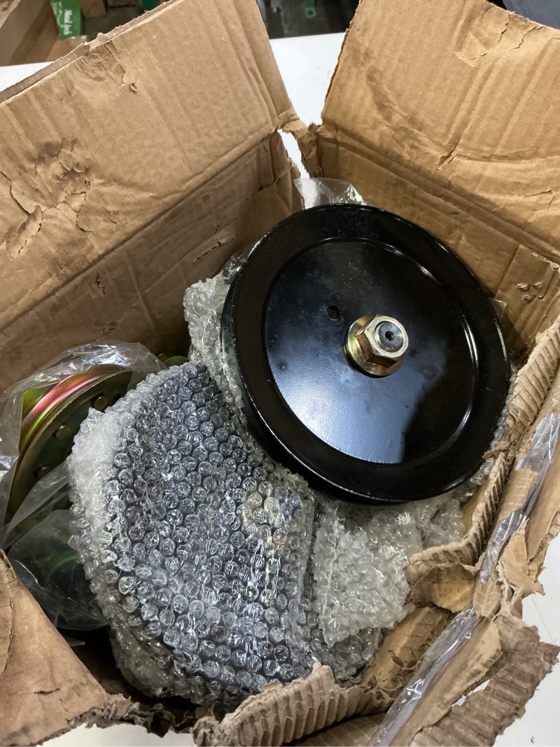 Condition photo showing As Is for 2 pack greased 918-04865a spindle assembly with 756-04129b pulley 954-04219 belt 490-900-m061 deck wash kit replaces 918-04636a for mtd lt2000, cub cadet 46" ltx 1046 ltx 1045 ltx1046 decks 2x918-04865a spindle assembly+490-900-m061 deck wash kit+1x 954-04219 belt