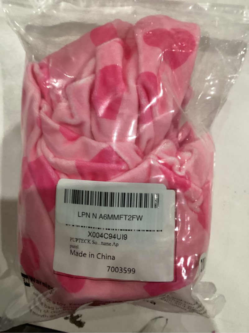 Condition photo showing Good Condition for PUPTECK Soft Fleece Pink Heart Dog Pajamas for Small Medium Dogs, Dog Onesie Puppy Sweaters Clothes Jumpsuit Pjs, Cute Jammies Cat Coat Pet Costume Apparel XX-Large(CHEST 26", BACK 20") Light Pink(Heart)