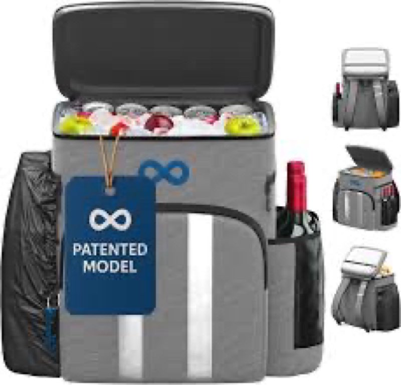 Insulated Backpack Cooler - 54 Cans, 24 Hour Cooling, Wider Straps, Lightweight Leak Proof Liner, Po