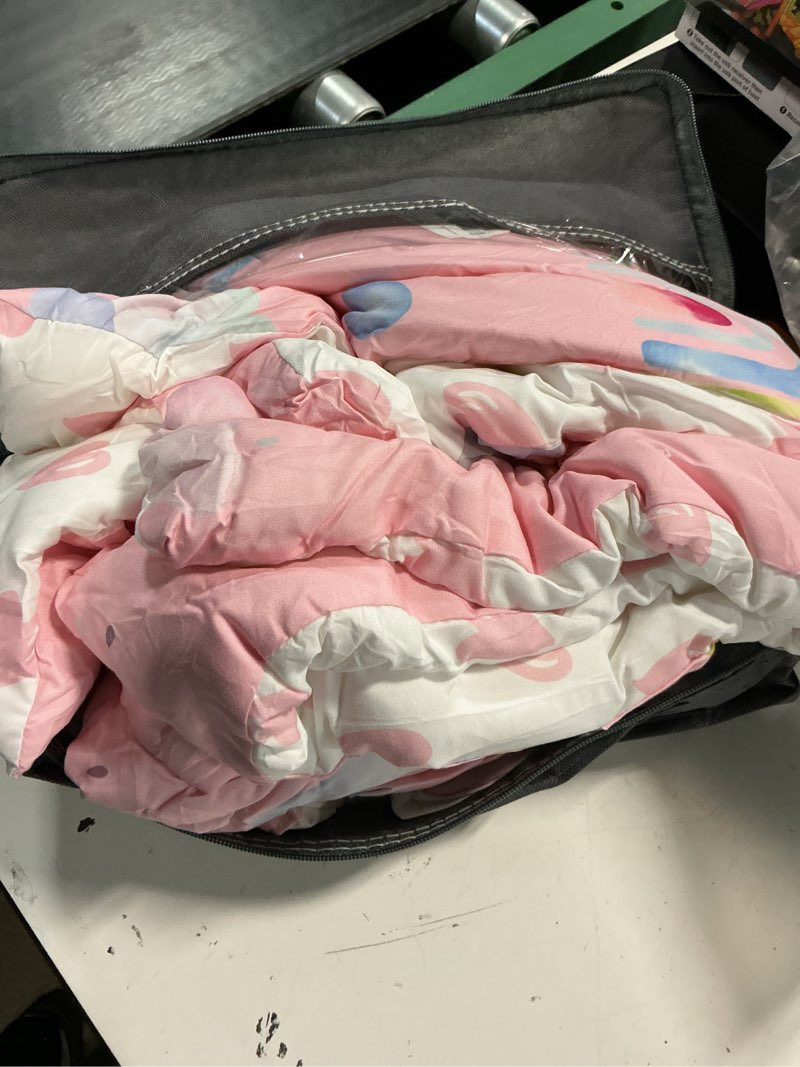 Condition photo showing Good Condition for urbonur 4-piece toddler bedding set - ultra soft colorful rainbow cloud pink girls toddler comforter set - include comforter, flat sheet, fitted sheet and reversible pillowcase