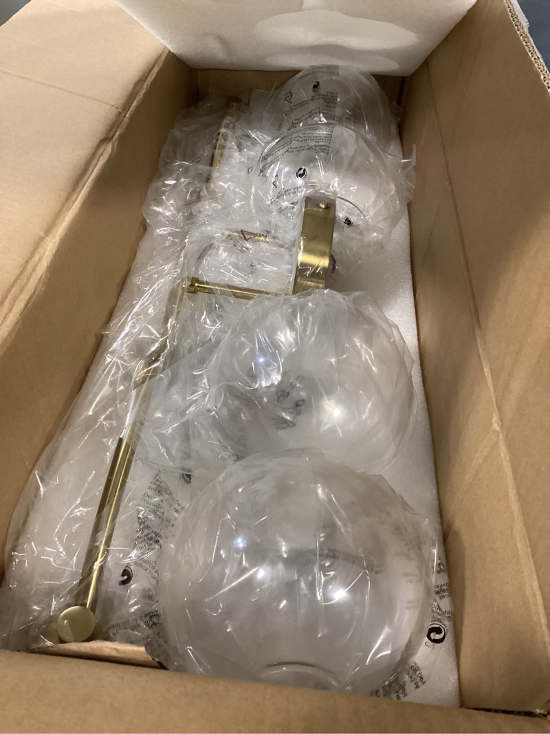 Condition photo showing Good Condition for 4-Light Bathroom Light Fixtures,Gold Modern Vanity Lights Over Mirror with Clear Glass Globe Shade, Bathroom Wall Sconces for Mirror Kitchen Living Room Hallway Cabinet Bedroom Porch Brushed Gold 4-Light