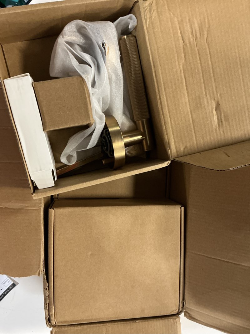 Condition photo showing New/Like New for asidrama 4 pack champagne bronze privacy door handles, door lever with door knobs indoor for bedroom or bathroom, heavy duty door handles interior with locks for left right sided doors privacy 4pack champagne bronze