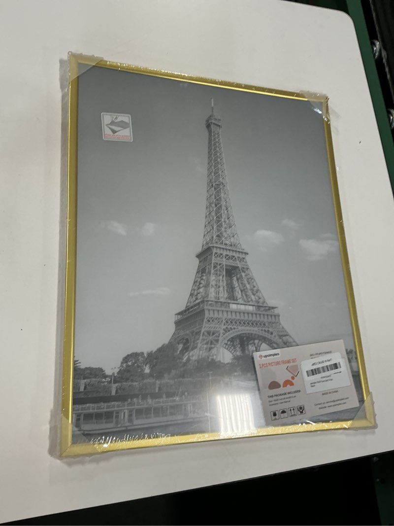 Condition photo showing New/Like New for upsimples 16x20 Picture Frame Gold 3 Pack, Scratch-Proof Poster Frames 16 x 20 for Photo Gallery - Slide-In Strips, Horizontal or Vertical Wall Mounting Gold 16x20