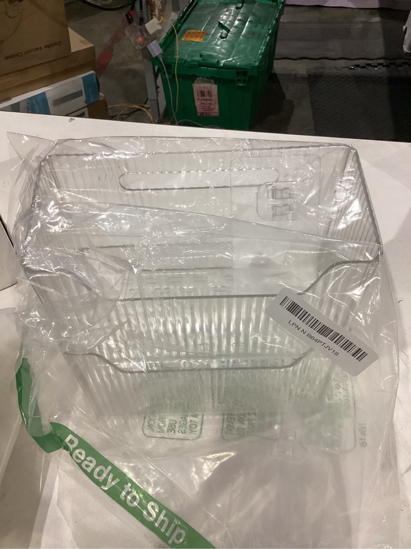 Condition photo showing Good Condition for Set Of 2 Storage Organizer Bins Wall Mounted Shower Basket, Shower Caddy Stackable Clear Plastic Makeup Organizer Adhesive Hanging Bin for Bathroom, Kitchen, Cabinet, Pantry, BPA Free, Clear