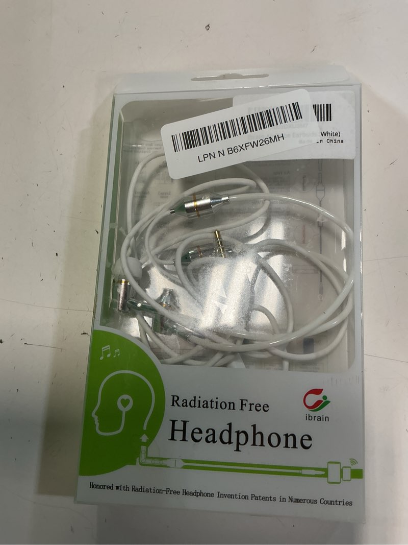 Condition photo showing As Is for ibrain Air Tube Headphones Air Tube Earbuds with Patented Technology Airtube Headset with Microphone & Volume Control Airtube Headphones for a Safe and Healthy Listening (White)