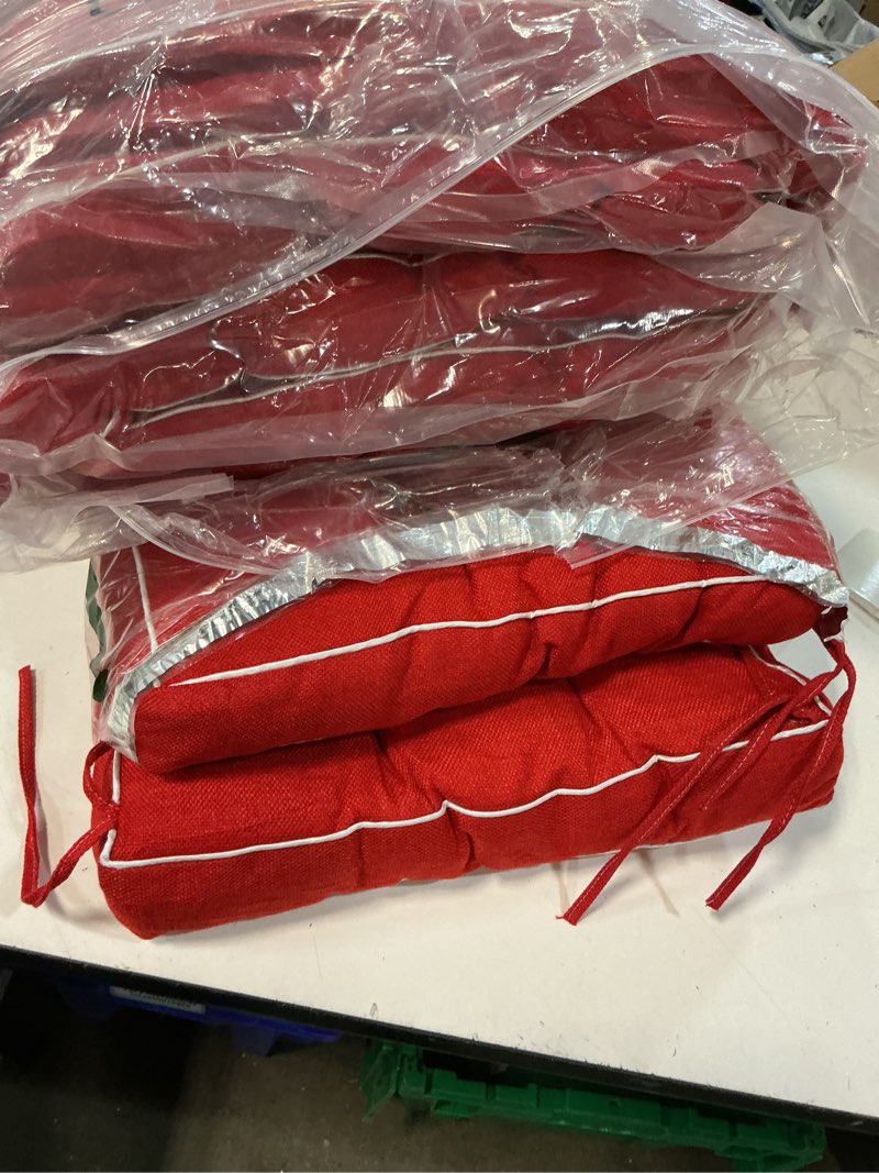 Condition photo showing Good Condition for juexica 4 sets outdoor patio cushions high back outdoor chair cushions rocking chair cushion waterproof indoor patio fastness chair pads with ties for seasonal indoor home office (red) red 16 x 16 x 3.5