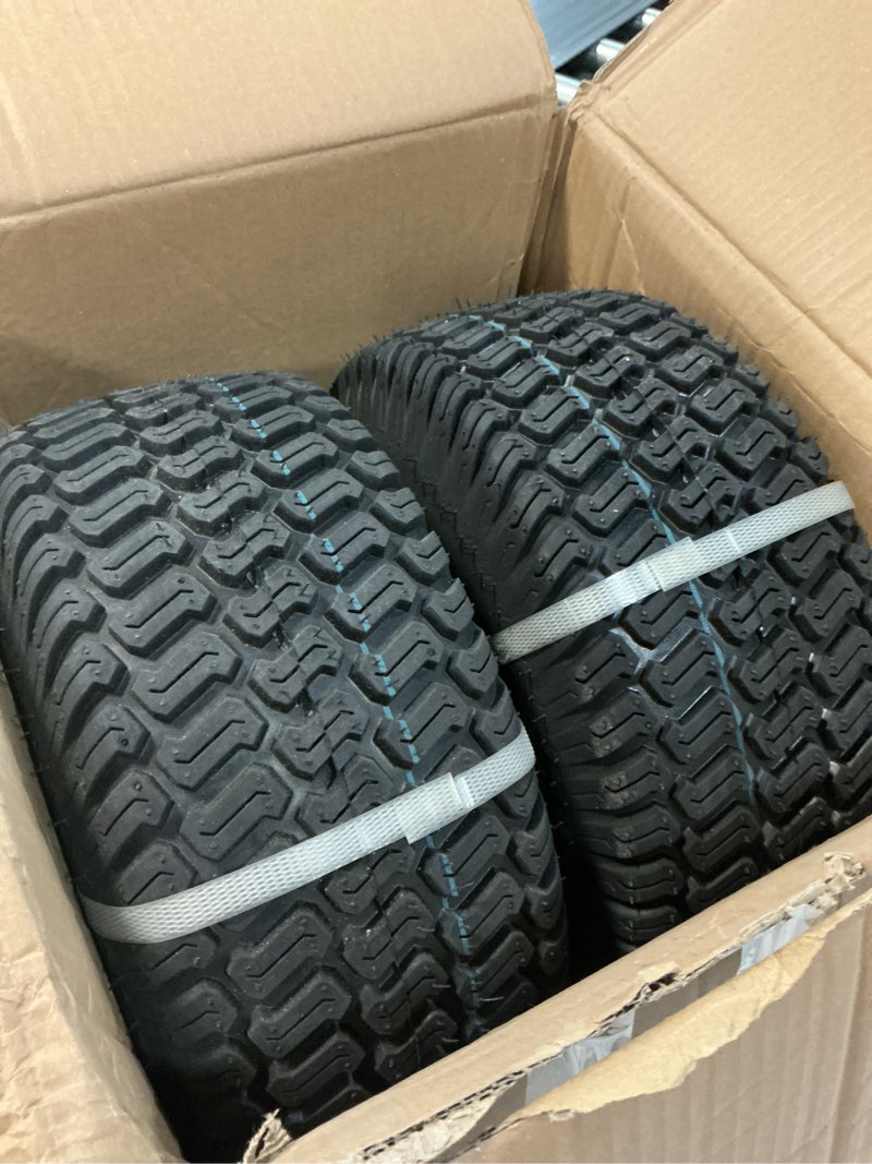 Condition photo showing Good Condition for marastar 21425 15x6.00-6 tire and wheel assembly, replacement riding lawn mower front tires compatible with 100 and 300 series john deere riding mowers, 2 pack assembly replacement 2 pack
