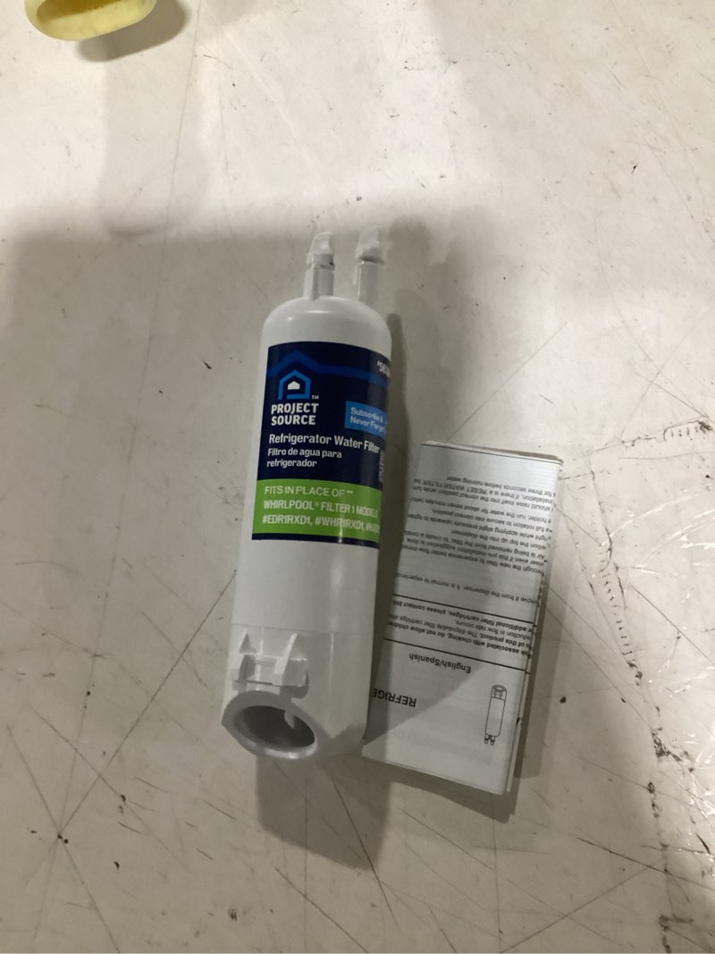 Condition photo showing As Is for project source push-in refrigerator water filter fits whirlpool filter edr1rxd1