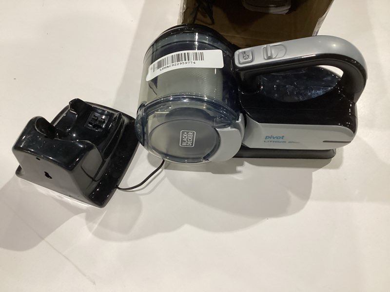 Condition photo showing As Is for BLACK+DECKER dust buster PIVOT VAC Handheld Vacuum Cordless, Car Vacuum Portable Rechargeable, Extendible Crevice Tool and 200 Degree Pivoting Nozzle, Strong Suction, Lightweight (BDH2000PL), NOT TESTED