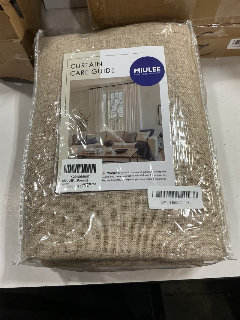 Condition photo showing New/Like New for miulee 100% blackout linen textured curtains for bedroom solid thermal insulated copper brown grommet room darkening curtains & drapes luxury decor for living room 62 x 96 inch (2 panels) copper brown 62"w x 96"l (pack of 2) 2