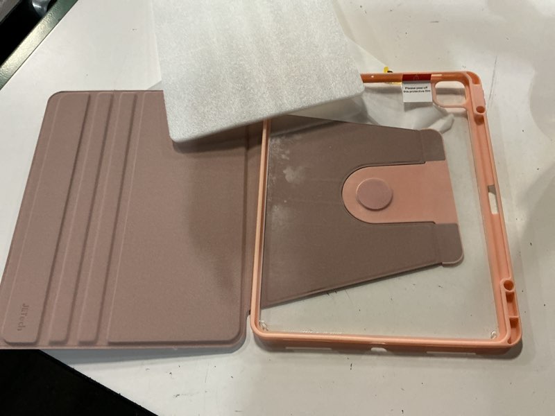 Condition photo showing Good Condition for jetech rotating case for ipad pro 12.9-inch (2022/2021/2020/2018) with pencil holder, 360 degree rotation protective stand cover clear back, auto wake/sleep (rose gold)