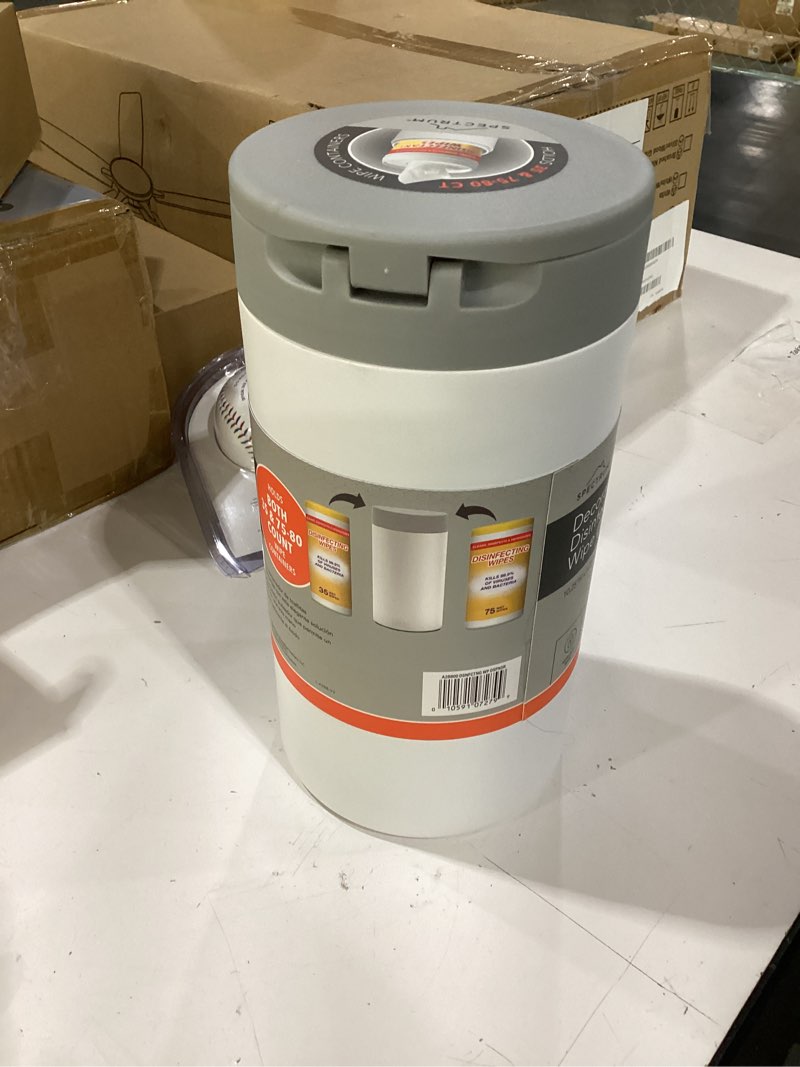 Condition photo showing New/Like New for spectrum disinfecting wipes container large white refillable stainless steel wipe holder for bathroom kitchen, classroom, reusable push button wet wipe dispenser for disinfect cleaning countertop standard (pack of 1)