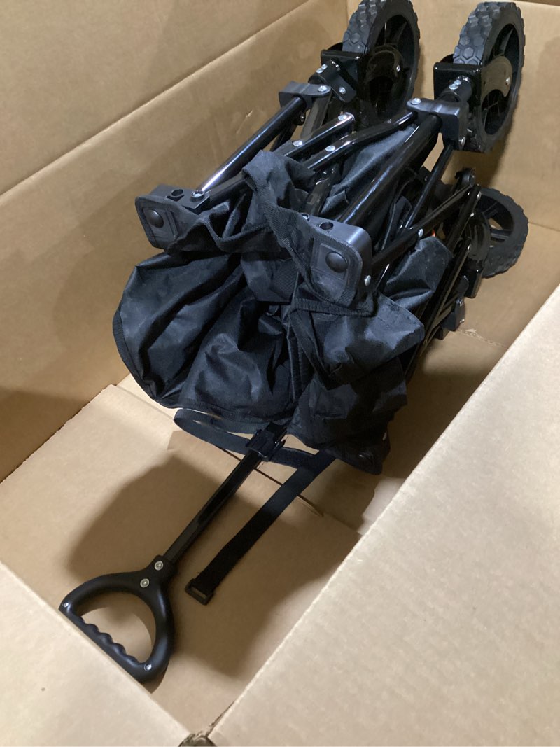 Condition photo showing Good Condition for Navatiee 140L Collapsible Folding Wagon, Large Capacity Foldable Wagon with Silent All-Terrain Wheels, Utility Grocery Cart for Camping Shopping Outdoor, Black