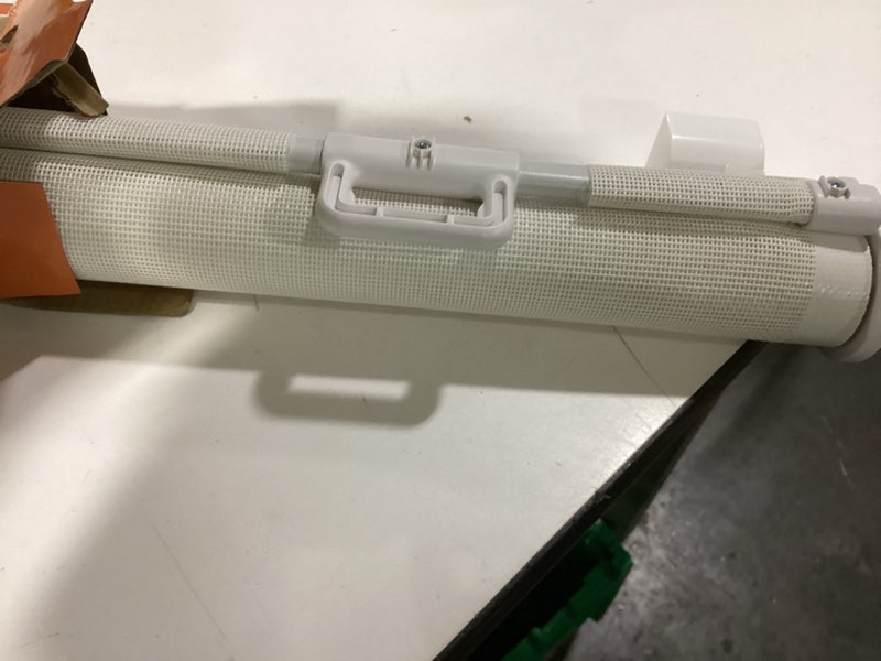 Condition photo showing Good Condition for Reinforced 50" Wide Retractable Baby Gates for Doorways, Retractable Dog Gate for Stairs with Support Rods – Prevent Crawling Under, Outdoor Indoor Mesh Baby Gate Retractable Gates for Dogs, White 50" Wide with Support Rods White