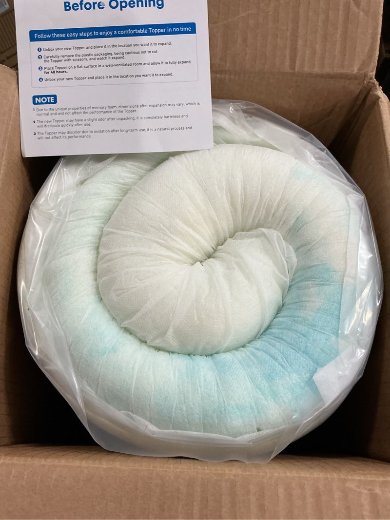 Condition photo showing New/Like New for 3 inch mattress toppers memory foam cooling gel infused for enhanced comfort, certipur-us certified breathable bed topper pad with support for sleeper sofa couch rv camper, full